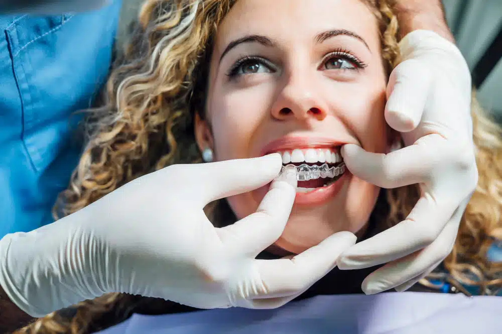 patient having invisalign aligners at sandgate bayside dental